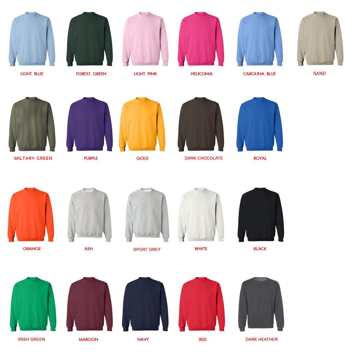 sweatshirt color chart - Corgi Gifts UK