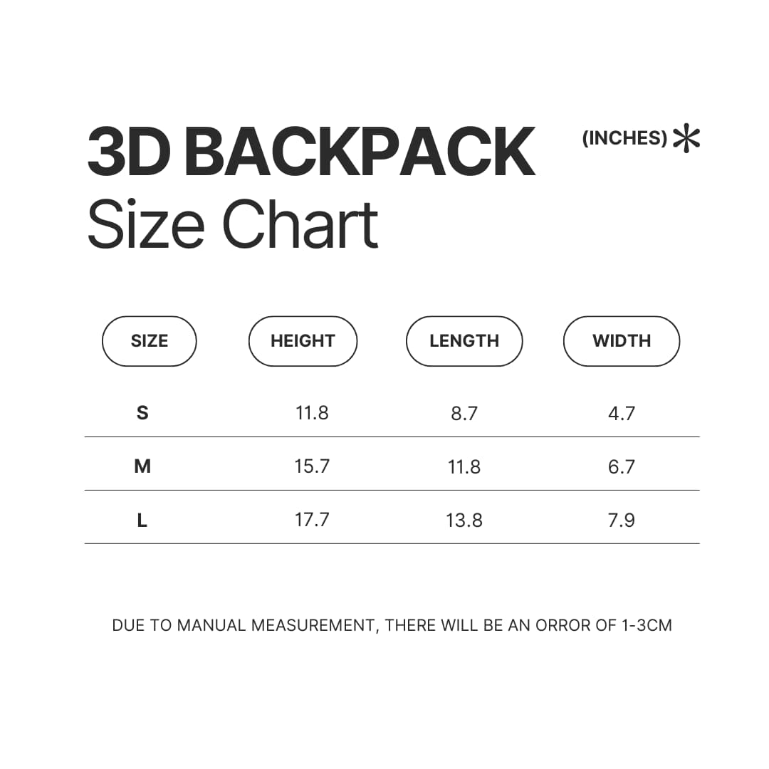 3D Backpack Size Chart - Corgi Gifts UK