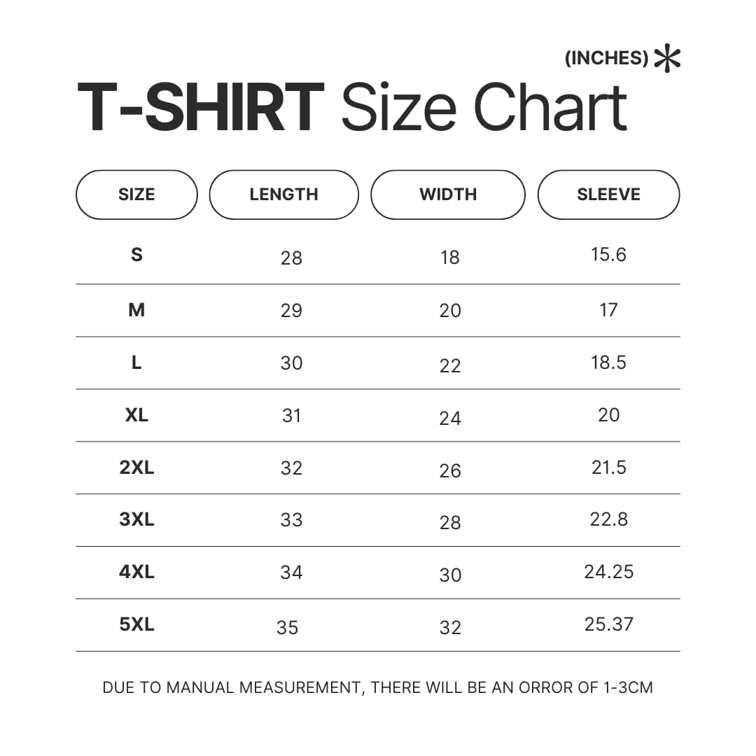 T shirt Size Chart - Corgi Gifts UK