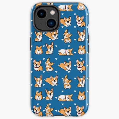 Kawaii Corgi Blue Pattern Iphone Case