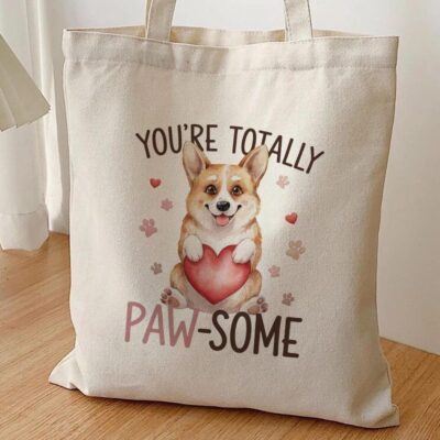 Corgi Valentine Pun Heart Tote Bag