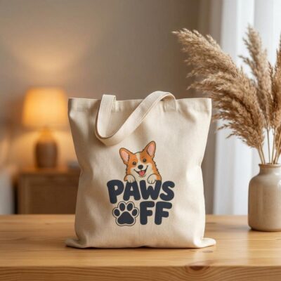 Corgi Paws Off Canvas Tote Bag