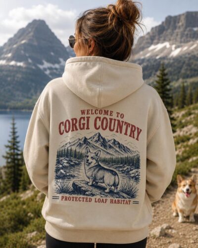 Funny Corgi Graphic Print Hoodie