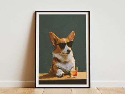Cool Corgi Wearing Sunglasses Wall Art