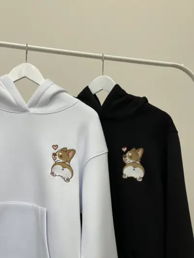 Matching Funny Animal Dog Embroidered Hoodie