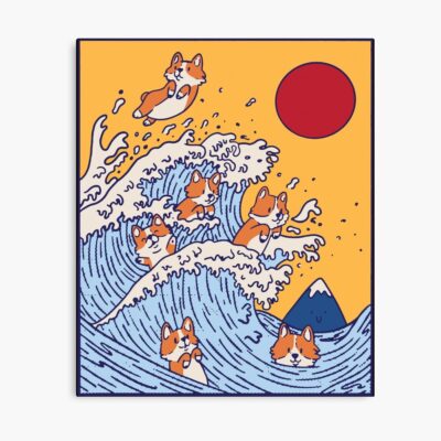 The Great Wave Of Corgis Poster