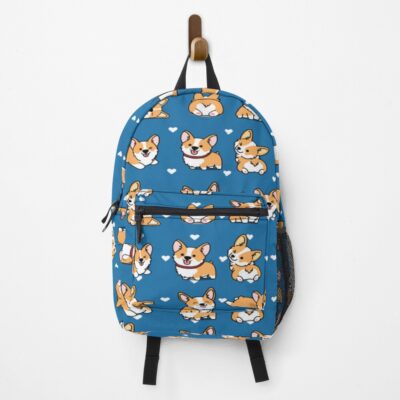 Kawaii Corgi Blue Pattern Backpack