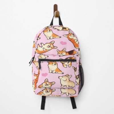 Lovey Corgis In Pink Backpack