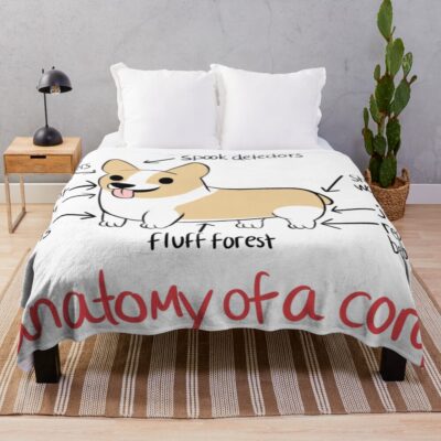 Anatomy Of A Corgi Throw Blanket