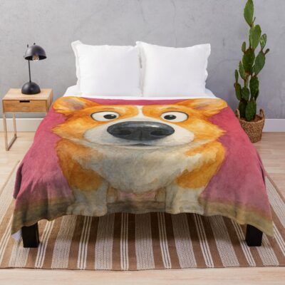 Cute Corgi Fan Art Throw Blanket