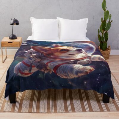 Corgi Space Space Throw Blanket