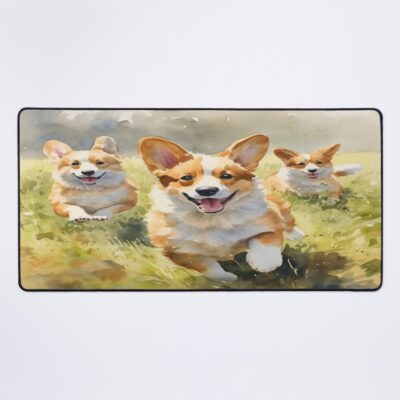 Happy Corgis Watercolor Mouse Pad