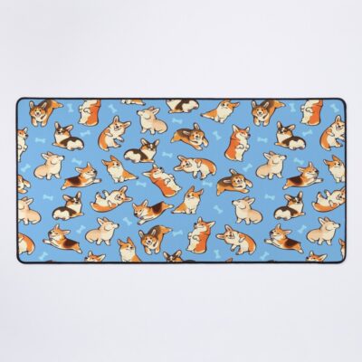 Jolly Corgis In Blue Mouse Pad