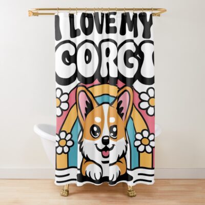 I Love My Corgi Shower Curtain