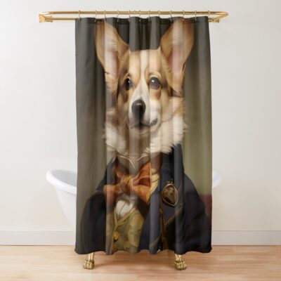 Dapper Corgi Portrait Art Shower Curtain