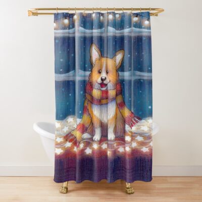 Cosy Winter Corgi Shower Curtain