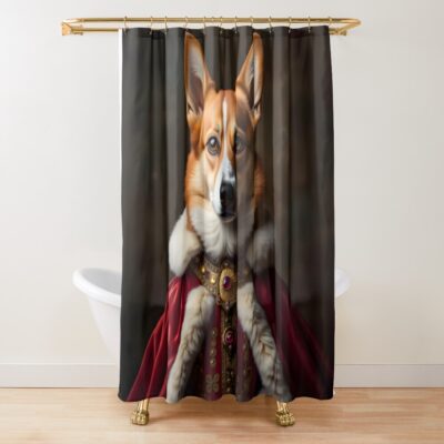 Corgi Royal Pet Portrait Shower Curtain