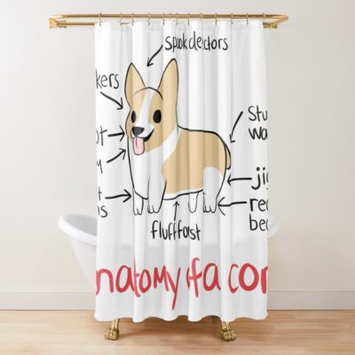 Anatomy Of A Corgi Shower Curtain