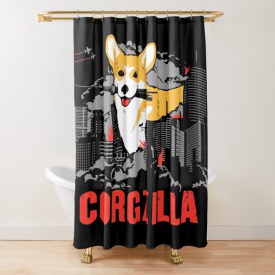 Corgzilla Funny Art Shower Curtain