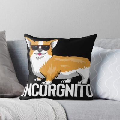 Incognito Corgi Throw Pillow