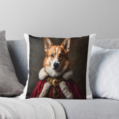 Corgi Royal Pet Portrait Throw Pillow