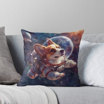 Corgi Space Space Throw Pillow