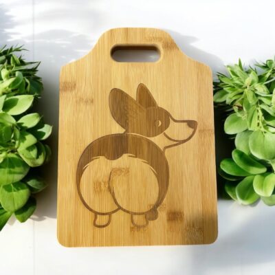 Corgi Butt Engraved Bamboo Cutting Board