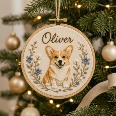 Corgi Custom Name Photo Ornament