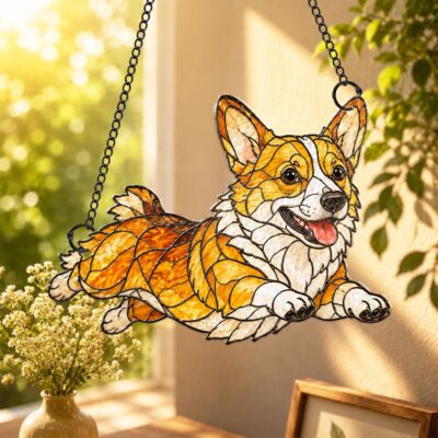 Corgi Personalized Glass Memorial Suncatcher
