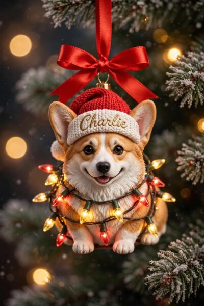 Corgi Name Acrylic Christmas Ornament