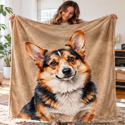 Corgi Personalized Custom Dog Throw Blanket