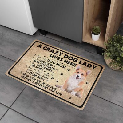 Corgi Crazy Dog Lady Funny Doormat