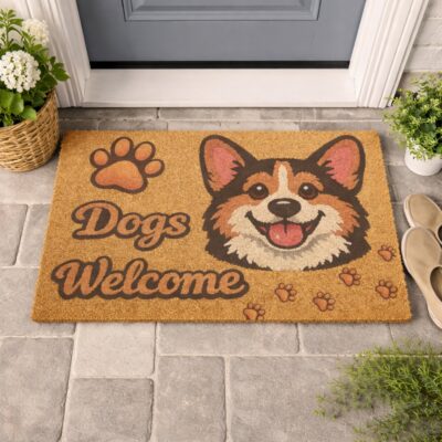 Corgi Paw Print Classic Welcome Doormat