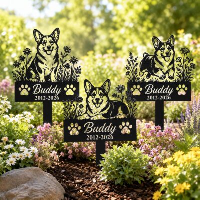 Corgi Memorial Name Dates Custom Garden Stake
